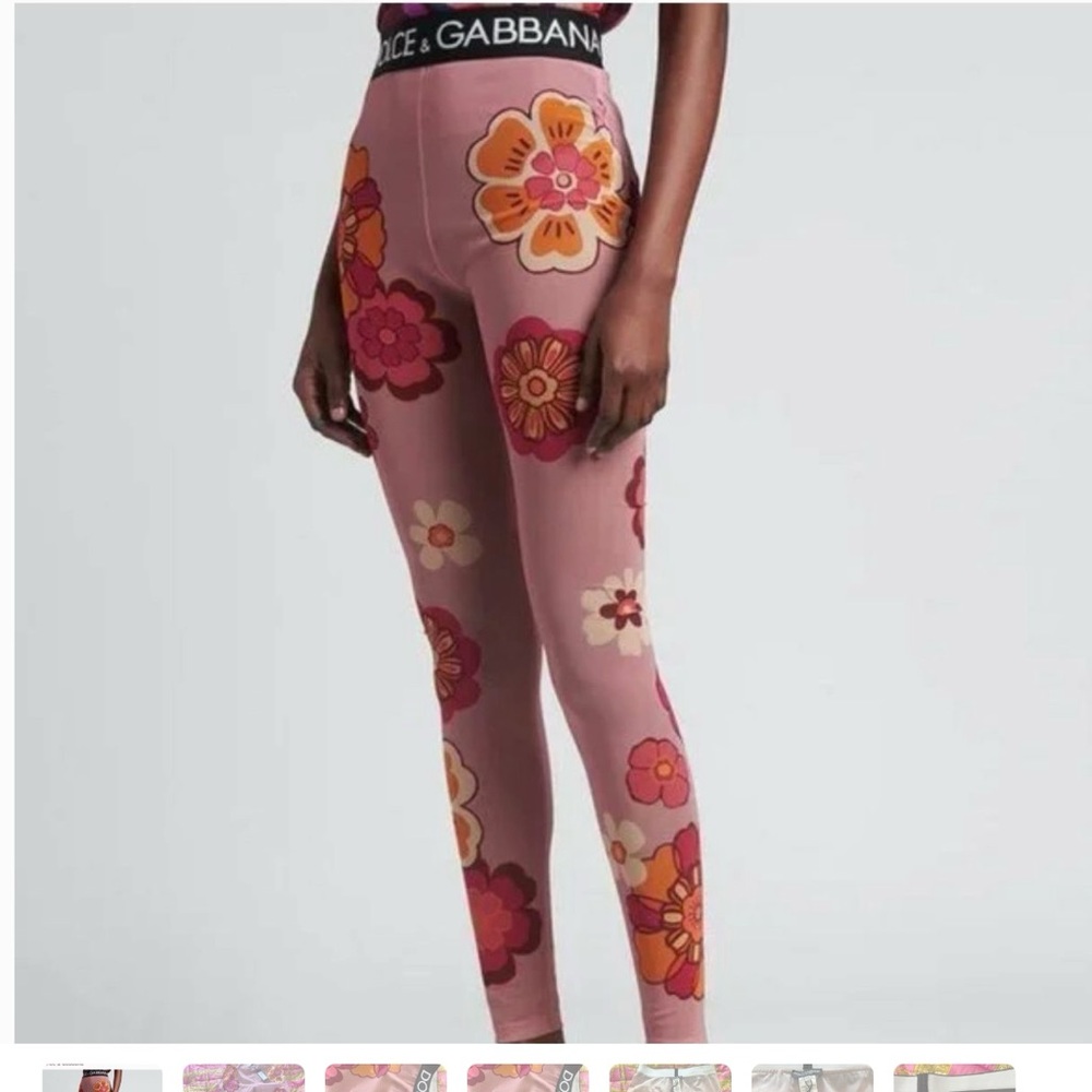 Brand New Dolce & Gabbana Floral printed mesh Logo-waist band Leggings sale $525